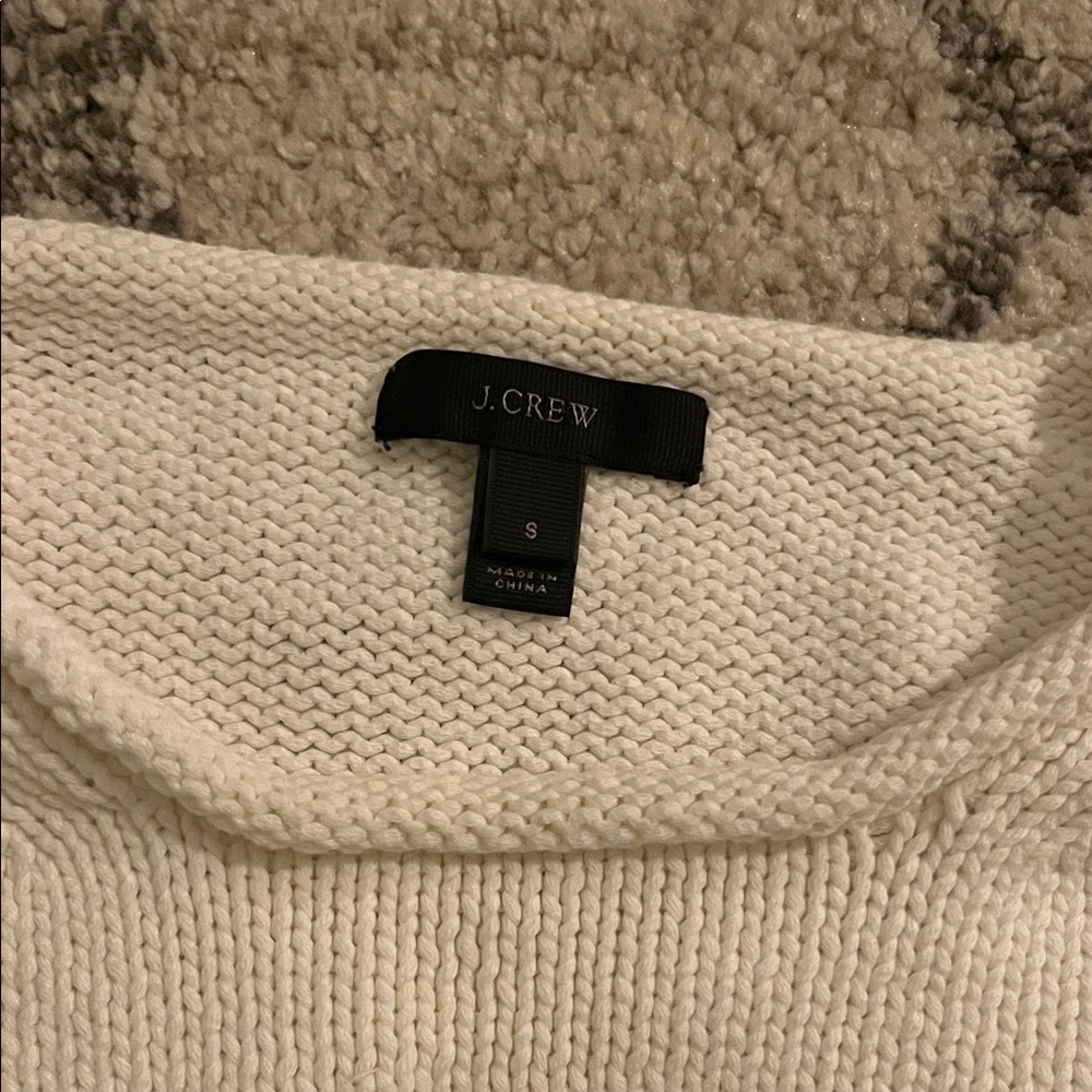 J. Crew Cream and Navy Striped Crew Neck Sweater - Picture 2 of 5